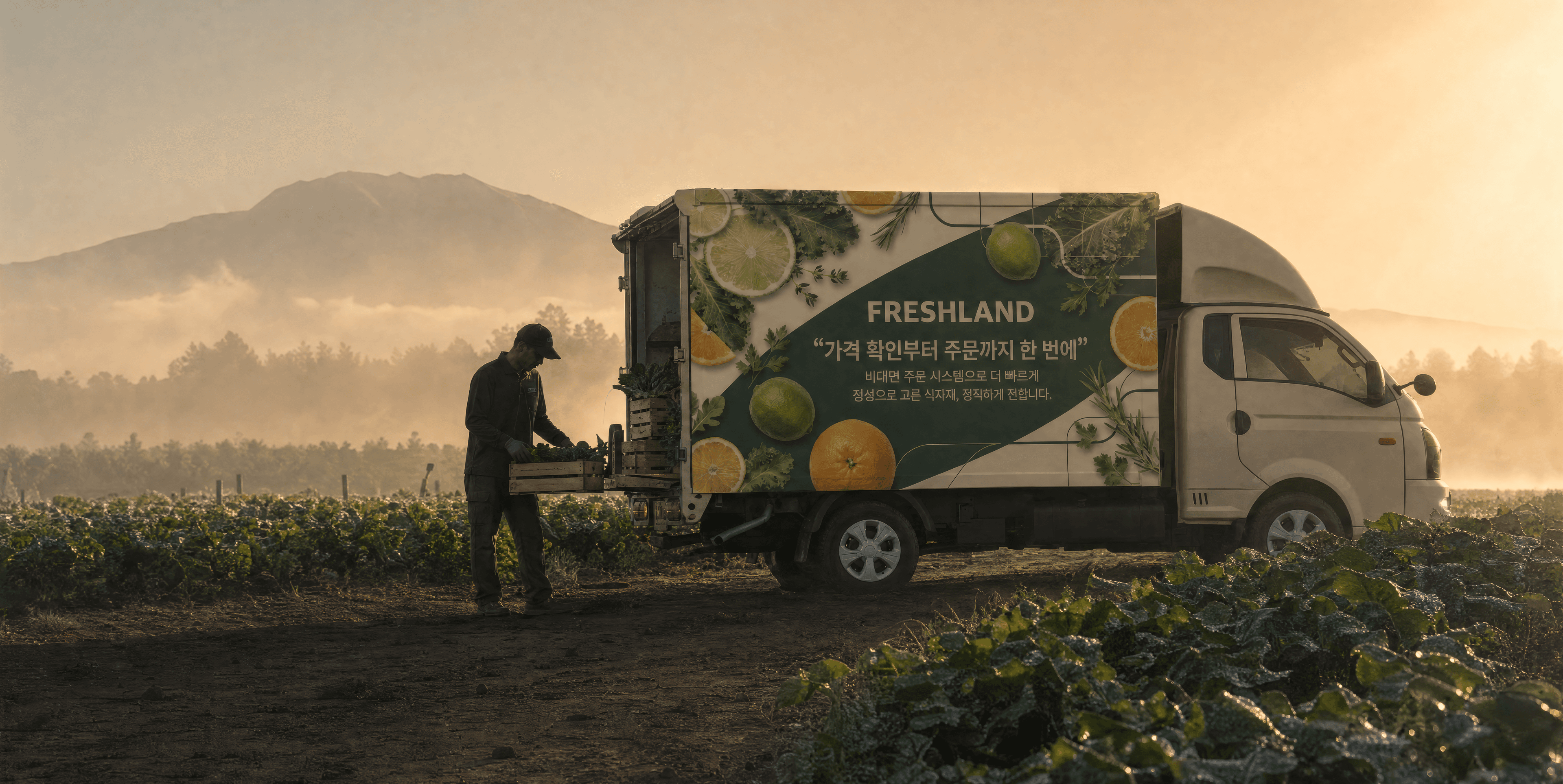 FRESHLAND 콜드체인 운송 트럭 — 제주 산지 직배송